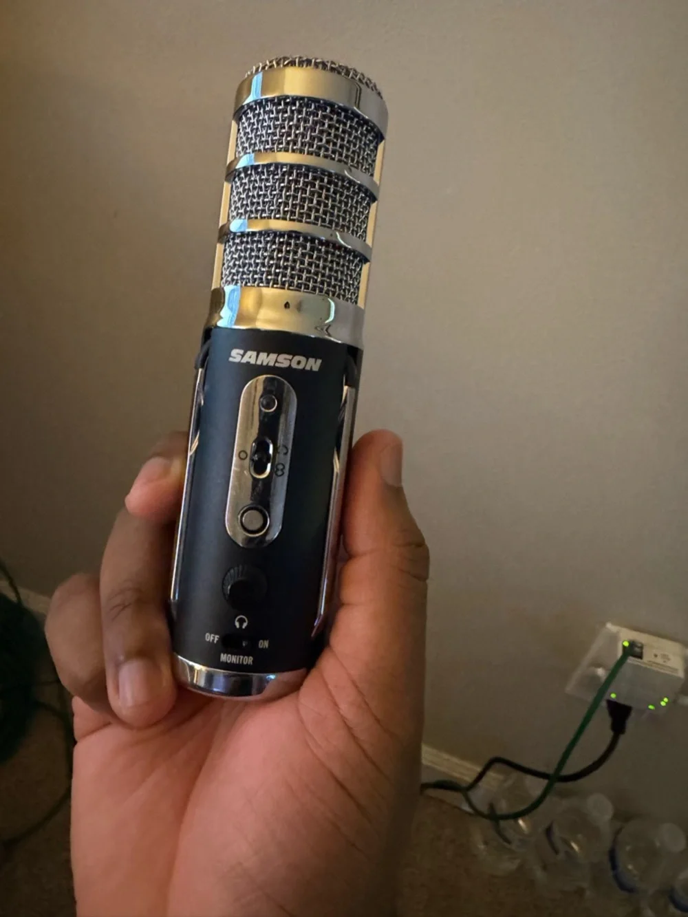 Black Handheld USB Microphone with Wind Screen